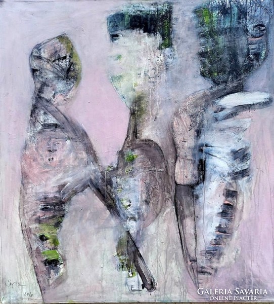 Zsuzsa Saxon - puppets /120x110cm/acrylic/canvas