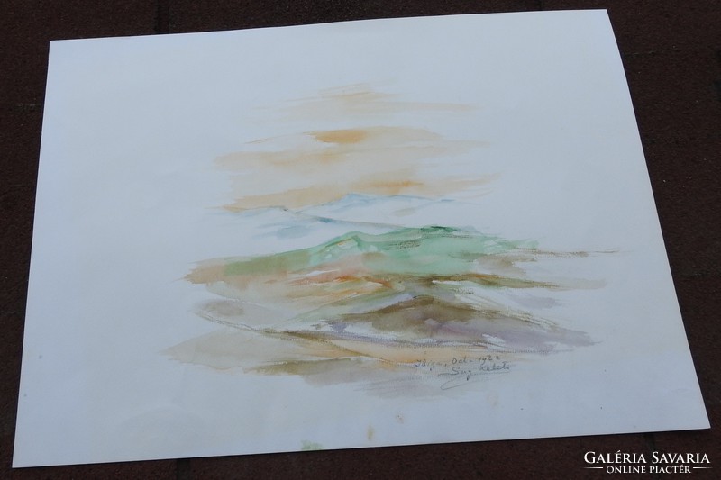 Watercolor ibiza landscape - marked