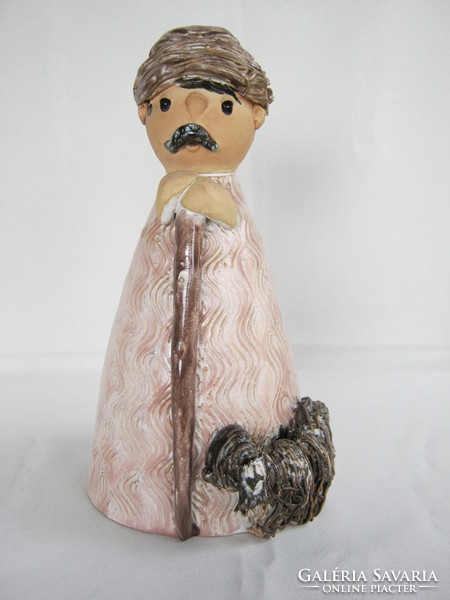 Marked ceramic shepherd with Puli dog