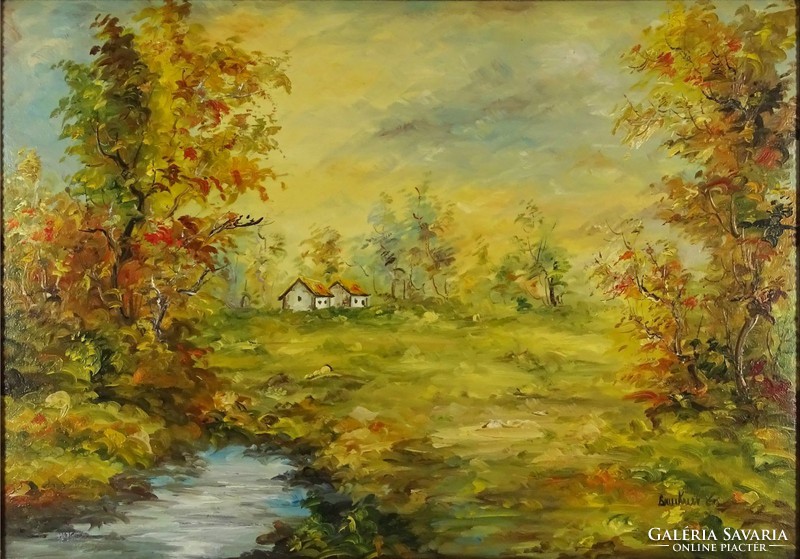 1D945 XX. századi festő : Patakparti őszi táj