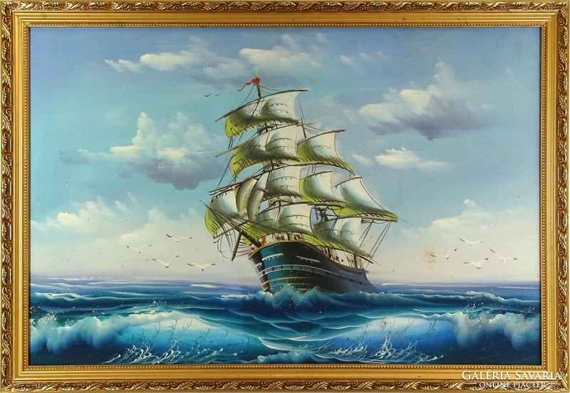 1D950 XX. századi festő : Fregatt a tengeren