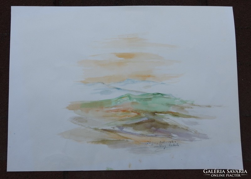 Watercolor ibiza landscape - marked