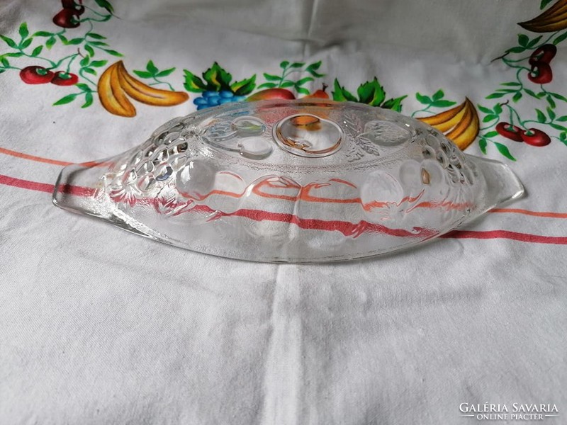 Boat shaped glass fruit bowl