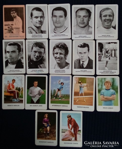 Kártyanaptárak, sportolók, 1970-1979