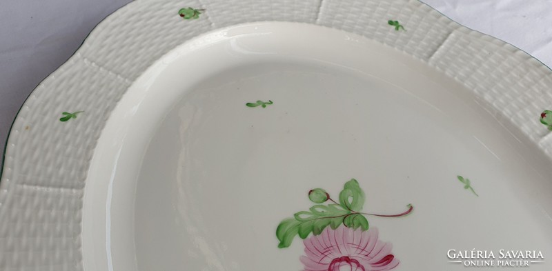 Herend tertia with asters in a large oval serving bowl
