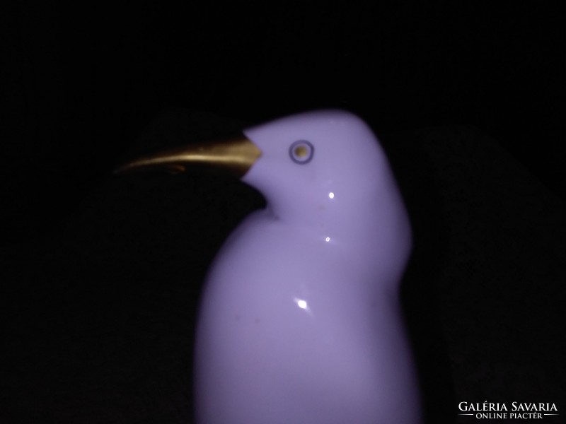 Old raven house penguin figure with a golden beak, nipp - 24.5 cm