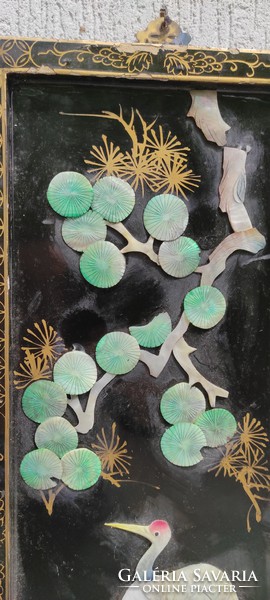 Régi Keleti falikép,féldràga kő berakàsokkal különleges ritkaság gyüjtemény darab.Kína, Japán,Korea