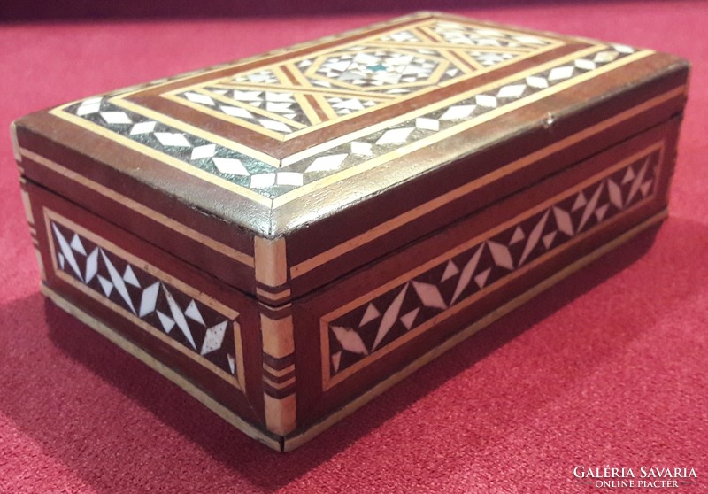 Inlaid oriental wooden box