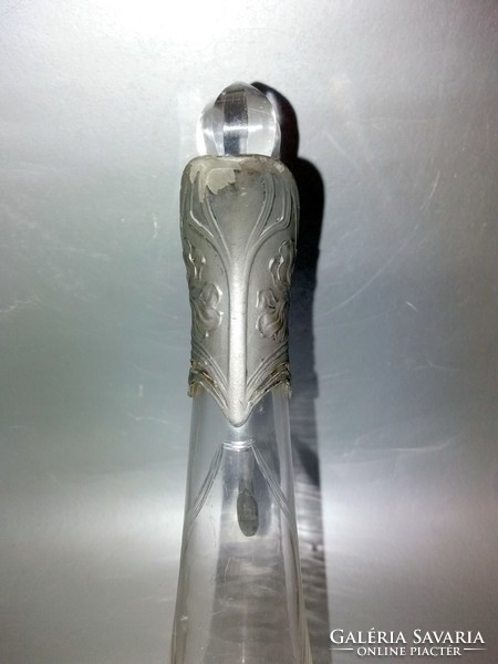 Szecessziós WMF ezüstözött ón tetejű csiszolt üveg karaffa