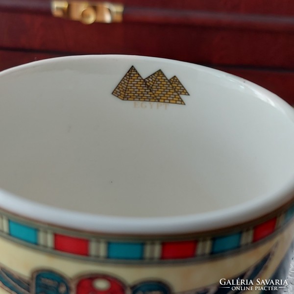 Egyiptomi eredeti kerámia csésze, bögre, jelzett, csodaszép mintázattal, hibátlan