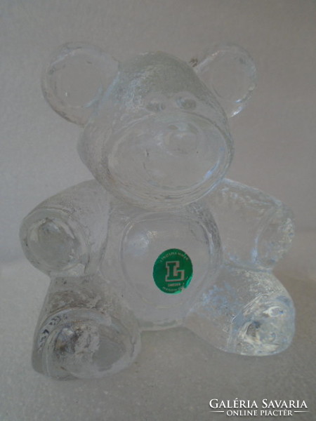 Station nicely worked lead crystal with a larger teddy bear, 600 grams