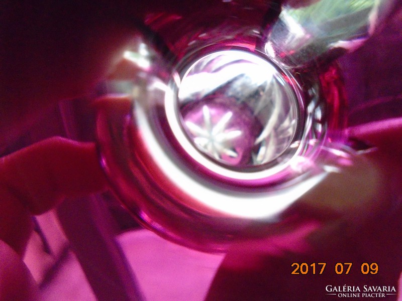 Ametiszt kristály üveg vastag falú  csiszolt kis váza