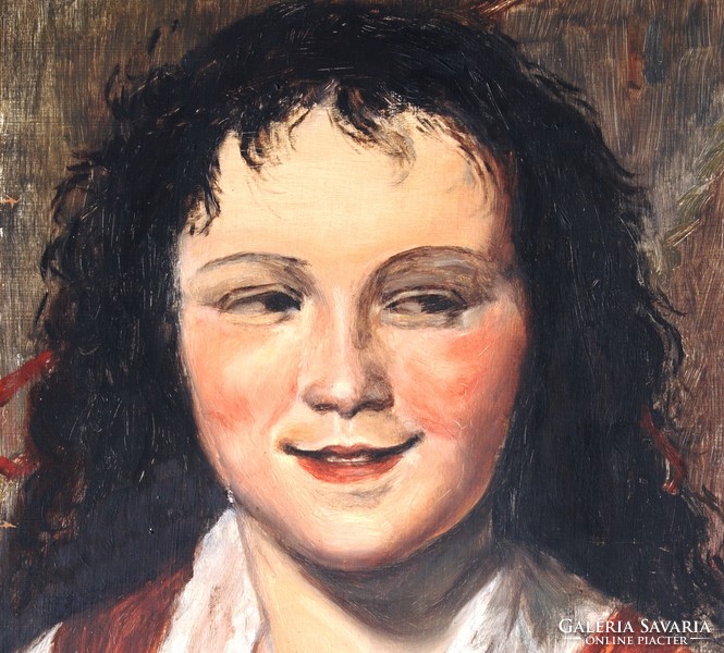 Renaissance boy portrait - oil painting, framed