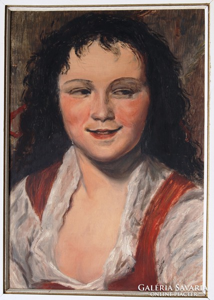 Renaissance boy portrait - oil painting, framed