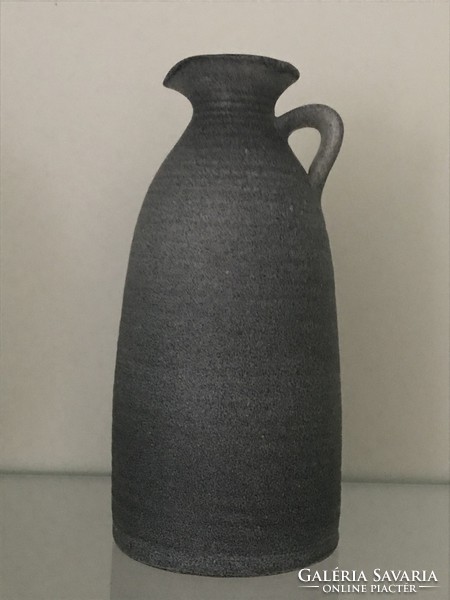 Retro kerámia váza acélszürke színben, jelzett