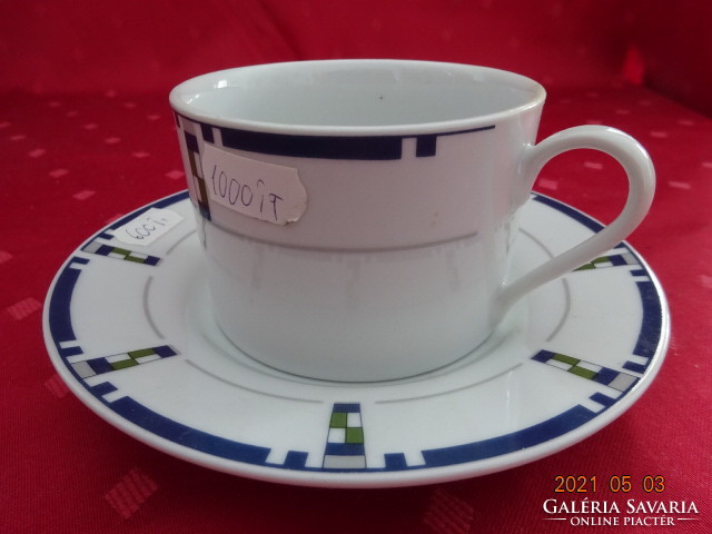 German porcelain teacup + placemat, six pieces. He has!