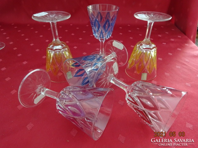 French crystal colored glass, six pieces of red wine. Vmc reim. He has!