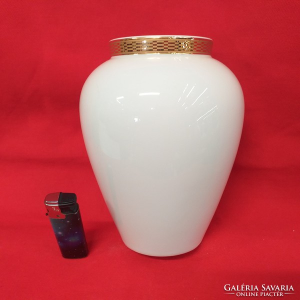 Pair of Rosenthal art deco white gold decor porcelain vases. 18.5 cm