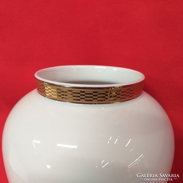 Pair of Rosenthal art deco white gold decor porcelain vases. 18.5 cm