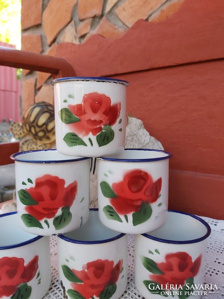 Beautiful floral rose enamel mug mugs nostalgia piece peasant village decoration