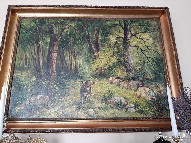 Vègh Gyula olaj- vàszon erdőrèszlet 112 x 82 cm