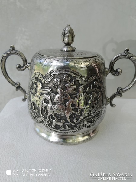 Antik perzsa ezüst cukortartó (sugar bowl Isfahan) /84 zolotnik=875/