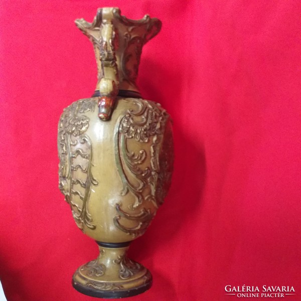 Alt wien johann maresch majolica terracotta faience vase, carafe. 36.5 Cm