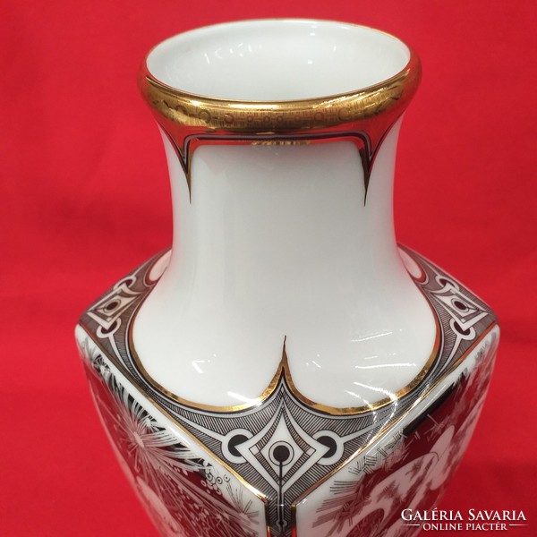 Hollóháza jurcsák four seasons, porcelain vase 25 cm