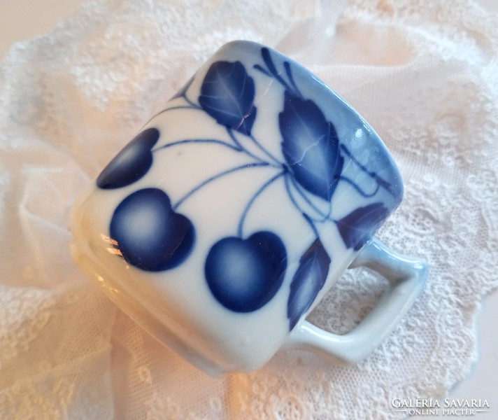 Antik kék cseresznyés kávés csésze