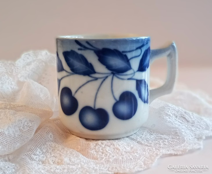 Antik kék cseresznyés kávés csésze