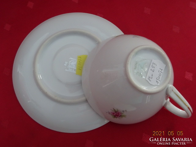 Czechoslovak porcelain teacup + placemat with gold trim. He has!