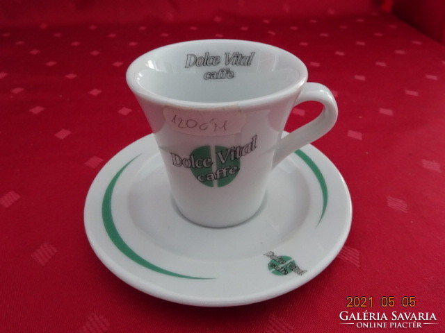 Inker Horvát porcelán kávéscsésze + alátét, Dolce Vital caffe. Vanneki! Jókai.