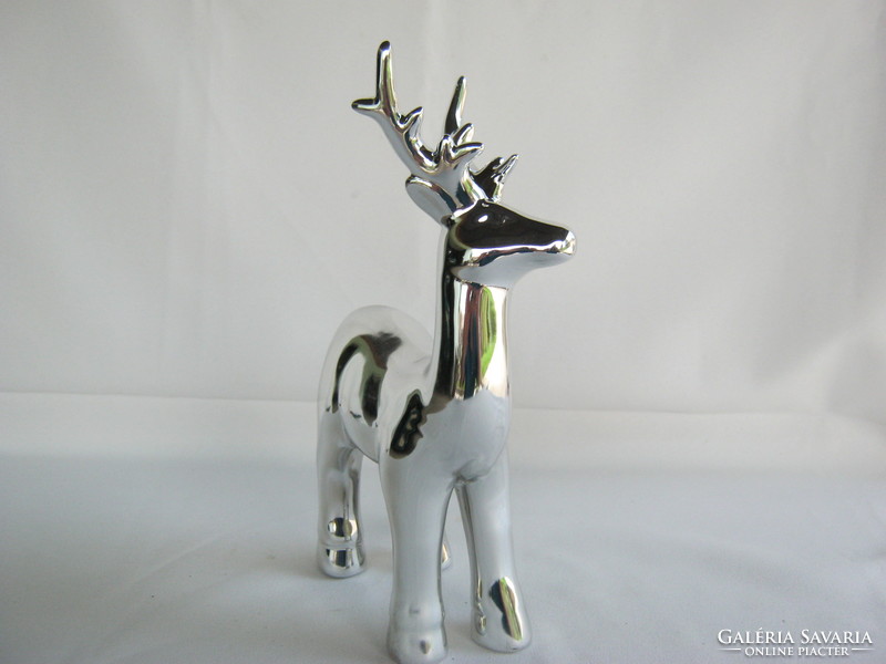 Silver colored ceramic deer
