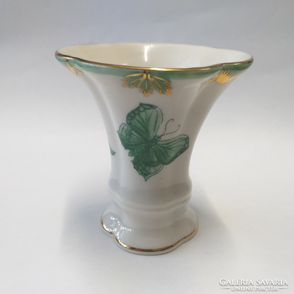 Herend green appony mini porcelain vase 7 cm.