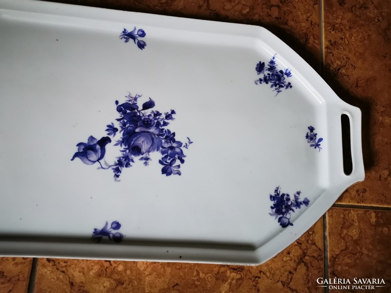 Antique huge blue floral porcelain tray 52 x 26 cm