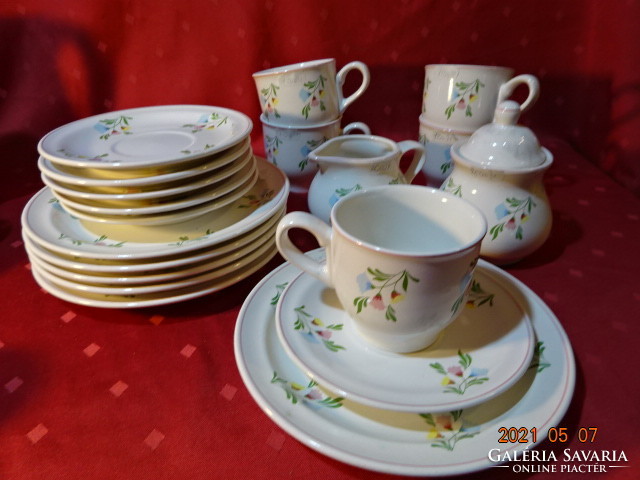 English cartilage, set for five people, small plate, teacup + coaster, sugar bowl and milk spout. He has!