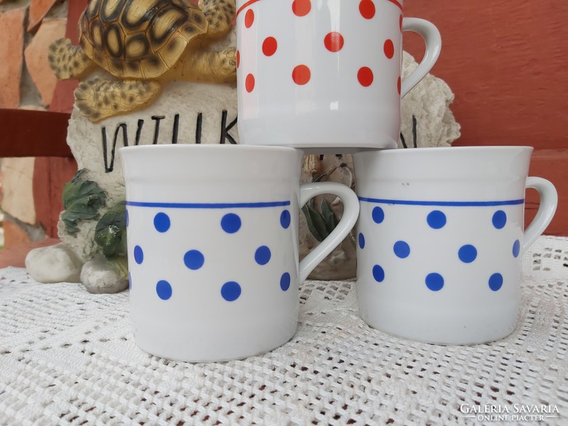 3pcs Red Blue Polka Dots Mug Mugs Nostalgia Collectibles Nostalgia