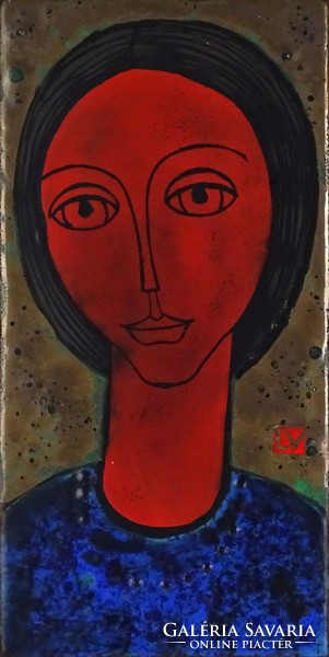 1E178 Lőrincz Vitus : Női portré tűzzománc