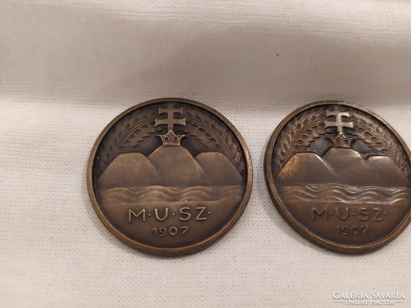 2 pcs original bronze m.U.Sz. Ludwig signatory 1907 commemorative medal