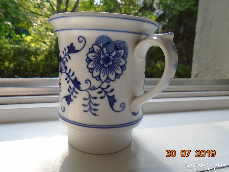 Antique very rare two-part coffee filter mug with hand-painted Meissen blue onion pattern