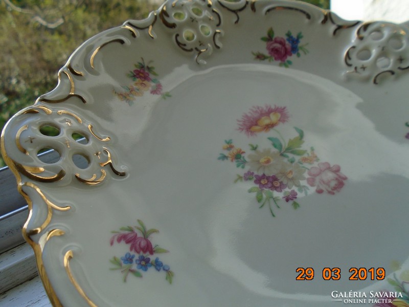 Karlsbad openwork relief bowl with unique Meissen flower patterns