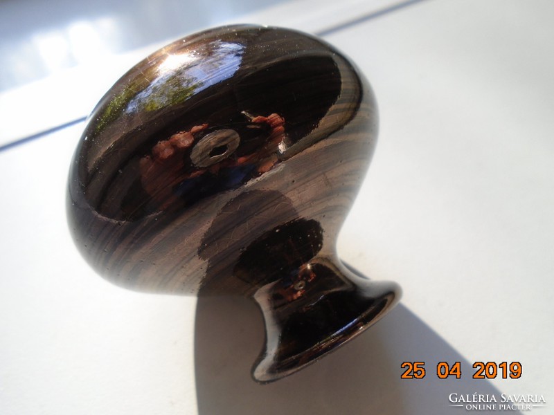 Óarany barna, szignós francia művészi kerámia kis váza