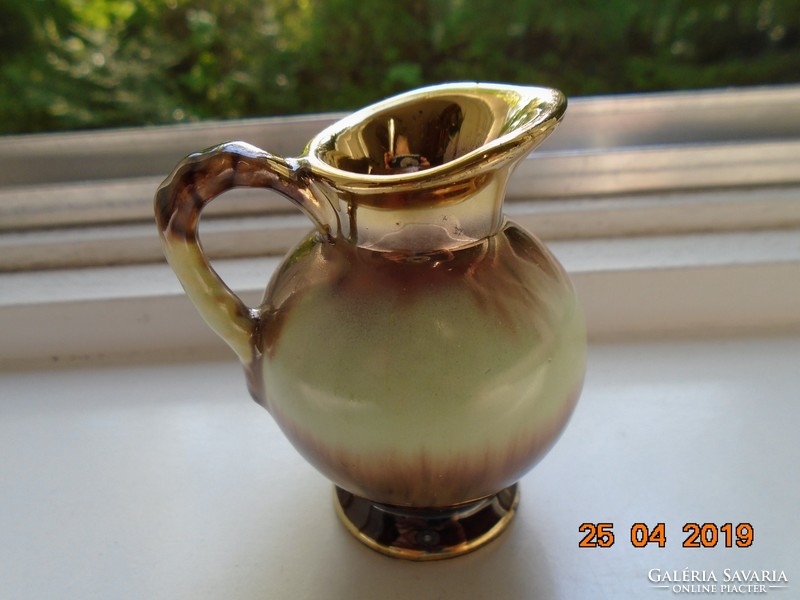Carstens w.Germany with gold, green and brown shades, braided tongs, numbered small ceramic decorative jug