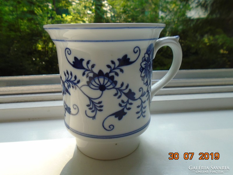Antique very rare two-part coffee filter mug with hand-painted Meissen blue onion pattern