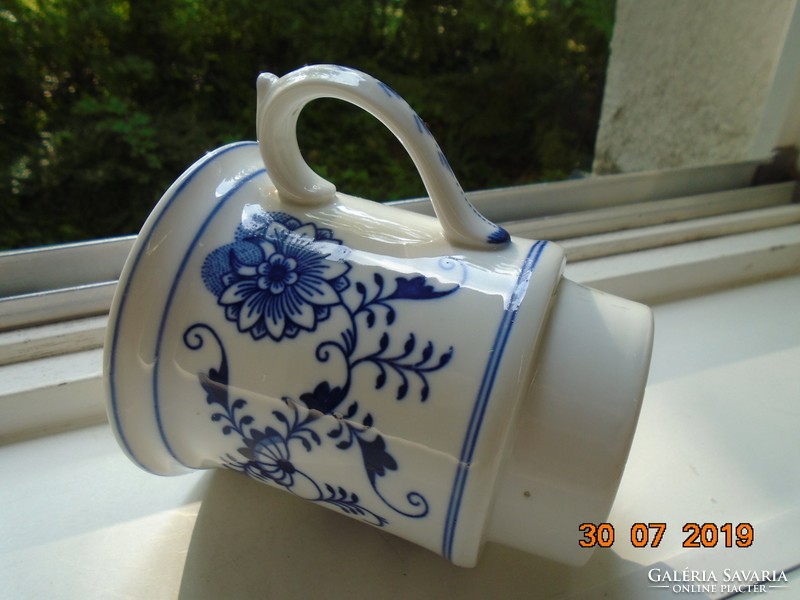 Antique very rare two-part coffee filter mug with hand-painted Meissen blue onion pattern