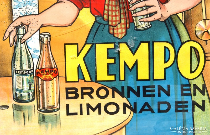 Ernest Roose (1887-1965): Kempo üdítő, belga blakát, 1935 - litográfia keretezve