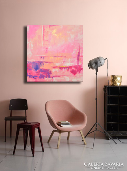 Vörös Edit: Pink Passion N5 Modern Abstract 80x80cm