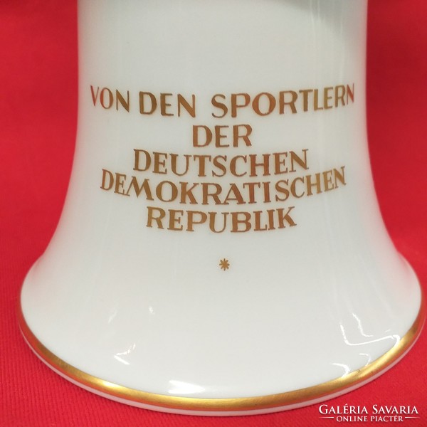 German, Germany Meissen ddr porcelain goblet vase, cup. Sports history piece. 34 Cm.