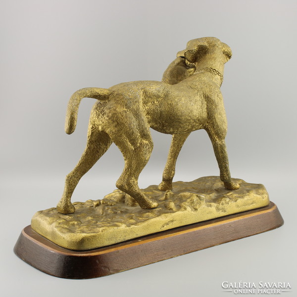 Old bronze hunting dog statue