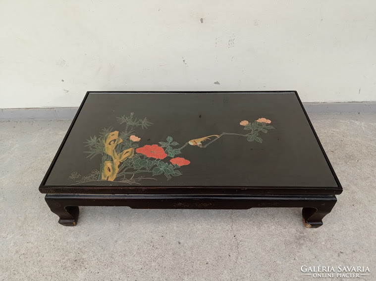 Antique Chinese Furniture Floral Motif Painted Black Lacquer Cabinet for Low Table 4190